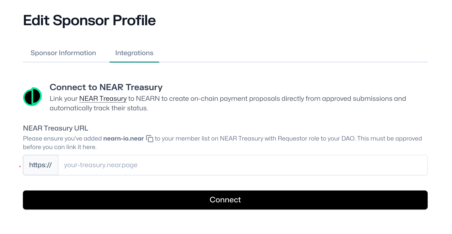 Connect treasury